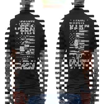 My Favorite Veteran Is My Papaw Veterans Day Usa Flag Men's T-shirt Back Print - Thegiftio