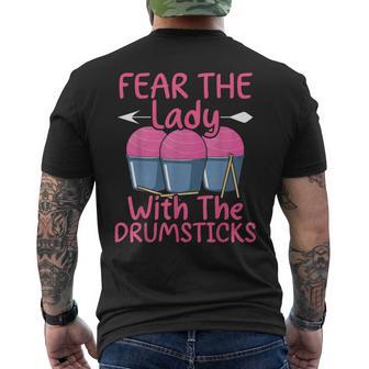 Fear The Lady With The Drumsticks Cardio Drumming Men's T-shirt Back Print - Thegiftio UK