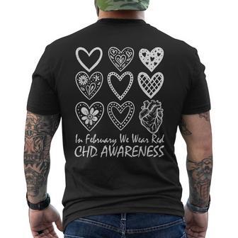 February Is Red Heart Health Heart Disease Awareness Chd Men's T-shirt Back Print | Mazezy