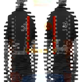 Firefighter Costume Halloween Fireman Uniform Men's T-shirt Back Print | Mazezy