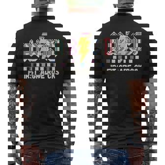 First Grade Rocks Teachers Back To School ABCD Rock Students Men's Back Print T-Shirt | Mazezy