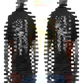 Fishing On Back Camouflage Usa American Flag Fisherman Men's T-shirt Back Print | Mazezy