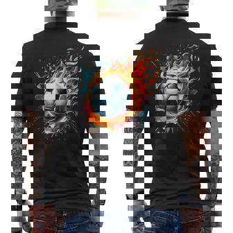 Flaming Soccer Ball On Fire Colorful Splash Sports Lover Fan Men's T-shirt Back Print - Thegiftio