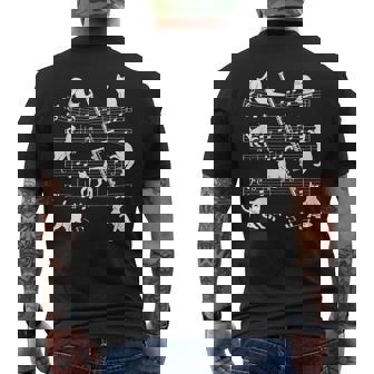 Flautist Or Flutist Cats For Cat Loving Flute Player Men's Back Print T-Shirt | Mazezy