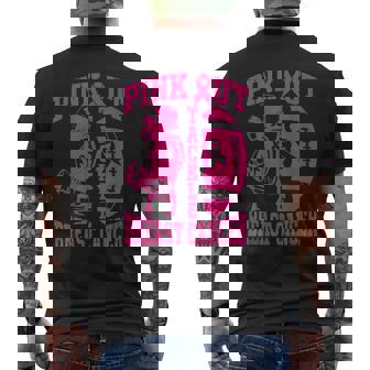 Football Pink Out Tackle Breast Cancer Awareness Graphic Men's T-shirt Back Print - Monsterry