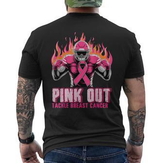 Football Pink Out Team Breast Cancer Awareness Month Boy Men's T-shirt Back Print - Thegiftio UK