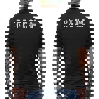 Freedom Text Minimalist Bold Typography Graphic Men's T-shirt Back Print | Mazezy