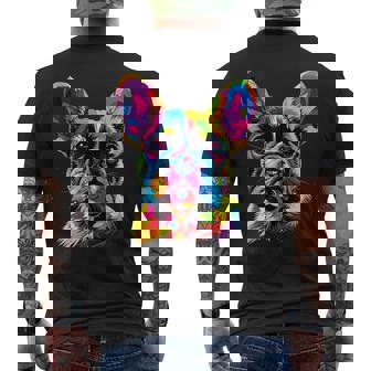 French Bulldog Dog Colorful Pop Art Rainbow Colors Bulldogs Men's Back Print T-Shirt | Mazezy
