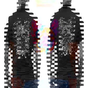 French Bulldog Dog Portrait Artwork Animal Head Pop Art Men's Back Print T-Shirt | Mazezy