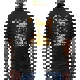 French Bulldog Howling To The Moon Vintage 90S Dog Men's T-shirt Back Print - Monsterry