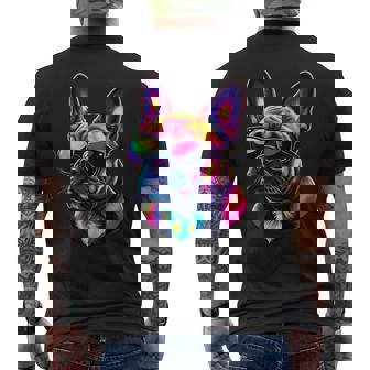 French Bulldog With Sunglasses Pop Art French Bulldog Men's Back Print T-Shirt | Mazezy
