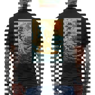 French Bulldog Surfing Japanese Men's T-shirt Back Print - Monsterry