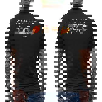 Friends Giving Turkey Football Pumpkin Thanksgiving Autumn Men's T-shirt Back Print - Seseable