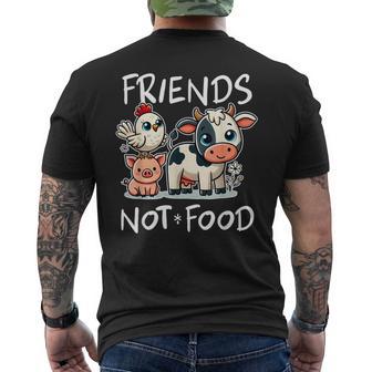 Friends Not Food Vegan Vegetarian Cute Animals Men's T-shirt Back Print - Thegiftio UK