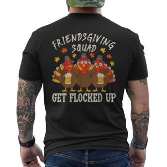 Friendsgiving Squad Turkey Thanksgiving Friends Drinking Men's T-shirt Back Print - Thegiftio UK