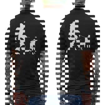 Fun Bigfoot Sasquatch Walking Boxer Dog Gag Men's T-shirt Back Print | Mazezy