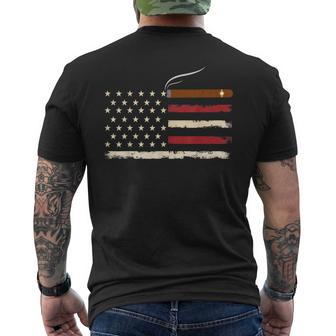Fun Cigar Smoking Usa American Flag 4Th Of July Smoke Mens Men's T-shirt Back Print - Thegiftio UK