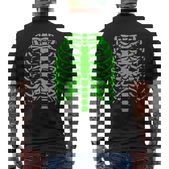 Fun Cool Green Skeleton Rib Cage Halloween Men's T-shirt Back Print | Mazezy