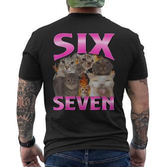 Fun Six Seven 6 7 Meme Number Cat Meme Alpha Slang Men's T-shirt Back Print - Thegiftio UK