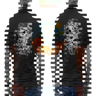 Fun And Spooky Impressionist Starry Night Ghost Halloween Men's Back Print T-Shirt | Mazezy