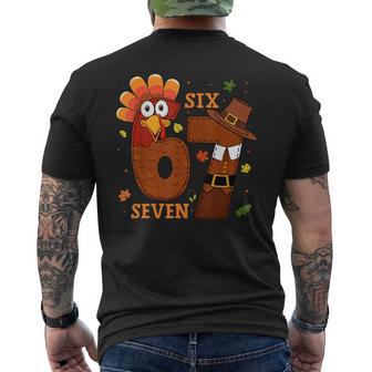 67 Six Seven Meme Turkey Pilgrim Matching Thanksgiving Men's T-shirt Back Print - Thegiftio UK