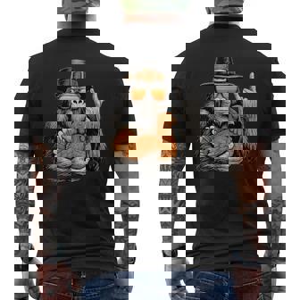 Bigfoot Rock On Turkey Vintage Thanksgiving Boys Men Men's T-shirt Back Print - Monsterry