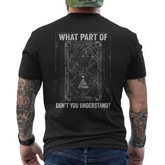 Billiards Blueprint Pool Table Cue Sports Humor Men's T-shirt Back Print - Seseable