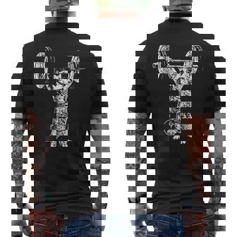 Cat Gym Workout Deadlift Cat Meme Gym Pump Kitten Men's T-shirt Back Print - Monsterry