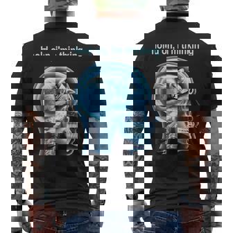 Cat Hold On I'm Thinking Meme Graphic Men's T-shirt Back Print | Mazezy