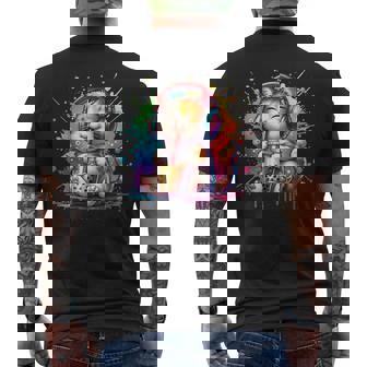 Cat Listening To Music And Drinking Boba Boba Lover Men's T-shirt Back Print - Thegiftio