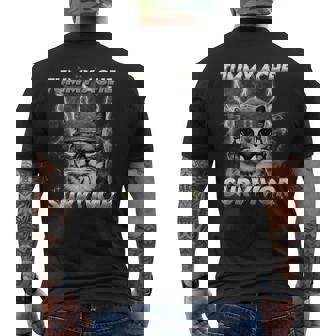 Cat Meme I Survived Today's Tummy Ache Men's T-shirt Back Print - Monsterry