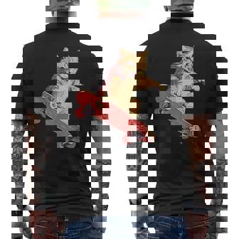 Cat On A Skateboard Skateboarding Men's T-shirt Back Print - Monsterry