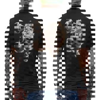 Cat Soccer Ball Cat Playing Soccer Meme Sport Men's T-shirt Back Print - Monsterry