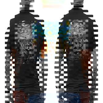 Cat Starry Night Van Gogh Cats Rooftop Scene Feline Men's T-shirt Back Print | Mazezy