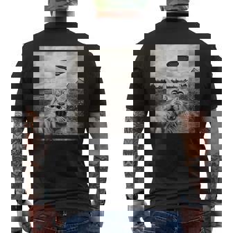 Cat Ufo Alien Selfie Men's T-shirt Back Print | Mazezy