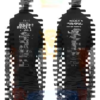 Cute Highland Cow Workout Gym Fitness Weightlifting Men's T-shirt Back Print - Monsterry