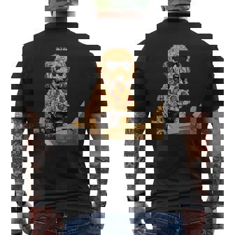 Dog Eating Pizza Goldendoodle Meme Men's T-shirt Back Print | Mazezy