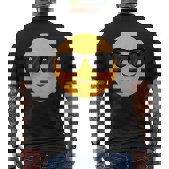 Emoticon Cool Smiling Face With Sunglasses Men's T-shirt Back Print - Seseable