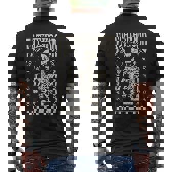 Fatherhood Rock Skeleton Dad Life Vintage Fathers Day Men's T-shirt Back Print - Monsterry