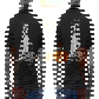 German Shepherd Ghost Pumpkin Cute Spooky Dog Lover Men's T-shirt Back Print - Monsterry