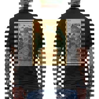 Grumpy Japanese Frog Eating Ramen And Scroll Phone Men's T-shirt Back Print | Seseable CA