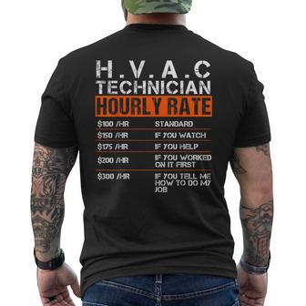 Hvac Tech Hourly Rate Vintage Hvac Technician Men's T-shirt Back Print | Mazezy