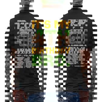 It's My 4Th Birthday Bro Video Game Pixel Bday Boy Men's T-shirt Back Print - Monsterry