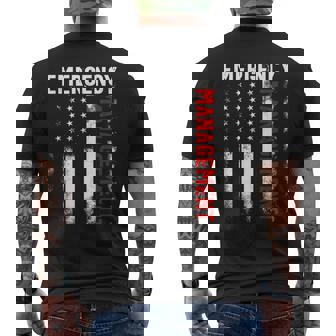 Job Title Worker American Flag Emergency Management Men's T-shirt Back Print - Monsterry