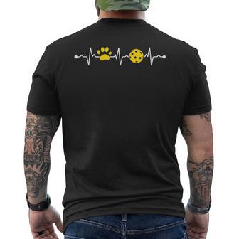 Pickleball Player Heartbeat Dog Paw Heartbeat Men's T-shirt Back Print - Monsterry