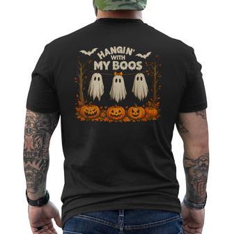 Retro Hanging With My Boos Ghosts Halloween Autumn Men's T-shirt Back Print - Thegiftio UK