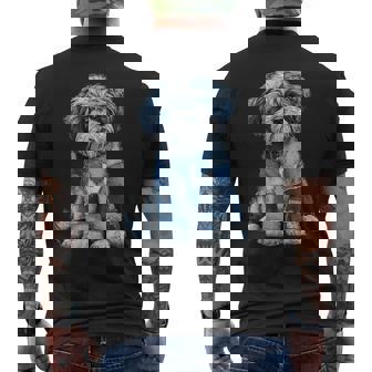 Shih Tzu Dog Blue Denim Patchwork Graphic Animal Men's T-shirt Back Print | Seseable CA