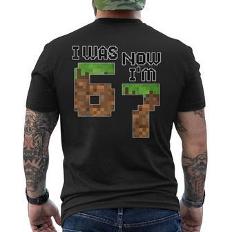 Six Seven I Was 6 Now I'm 7 7Th Birthday Game Pixel Men's T-shirt Back Print - Thegiftio UK