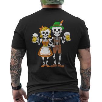 Skeleton Couple Oktoberfest Pretzel Beer Party Adults Men's T-shirt Back Print - Thegiftio UK