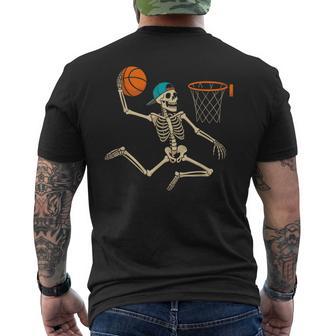 Skeleton Playing Basketball Lovers Halloween For Boys Men's T-shirt Back Print - Thegiftio UK